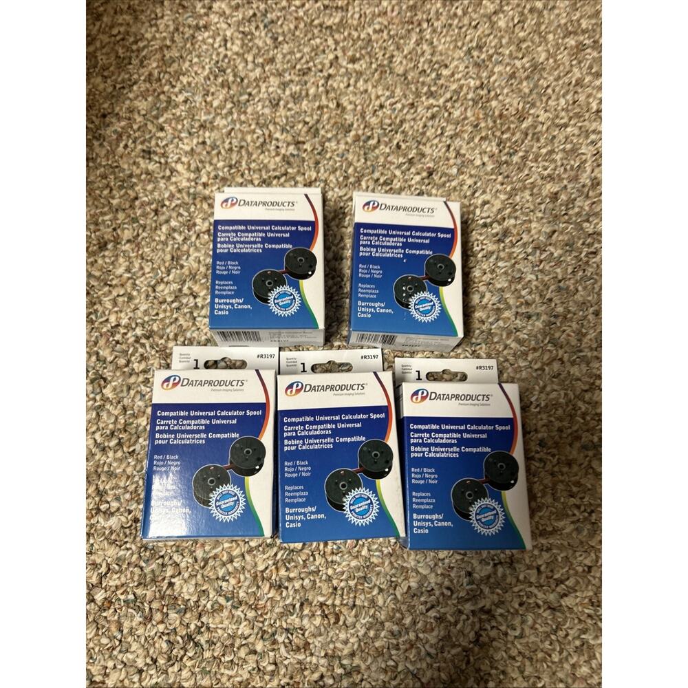 5 Pks Dataproducts R3197 Compatible Universal Calculator spool/Ribbon Black/Red